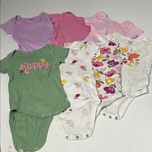 Set of 7 Onesies Brands 6-9 Months One Piece Button Snap Bottom Onesie